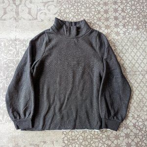 New Madewell MWL Confetti Mockneck Sweatshirt Bubble Sleeve Grey Medium M